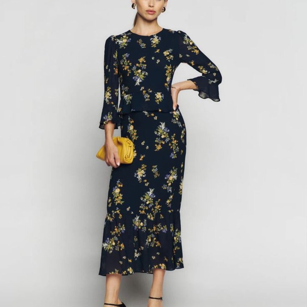 NWT Reformation Delvina Dress Long Sleeve Midi